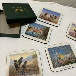Vintage set, Jason Coasters, Australian wildlife themed with cork backing.